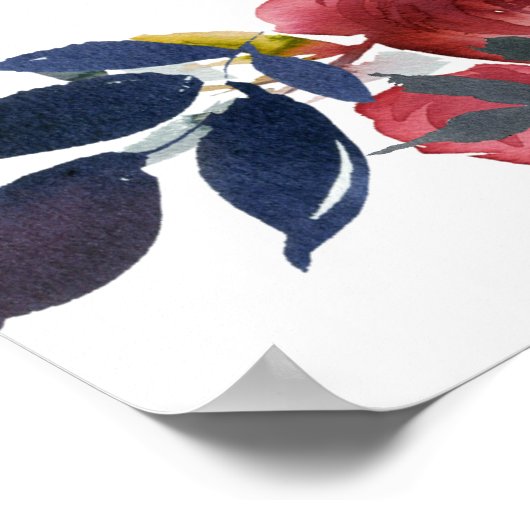 Dunkelrote Blüte 6-Tisch-Hochzeitstabelle Poster (Ecke)