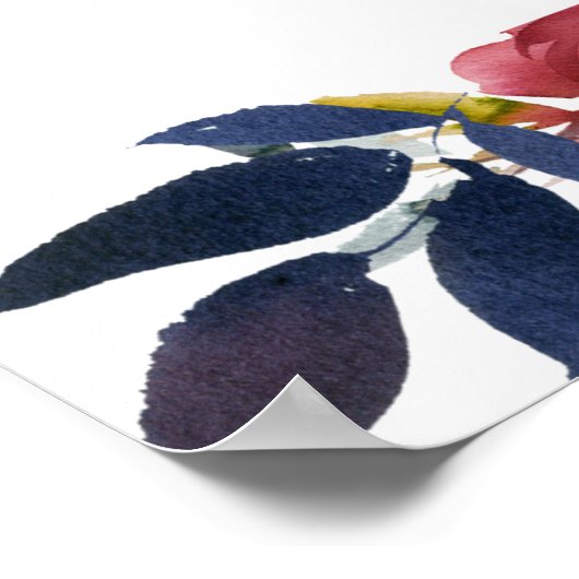 Dunkelrote Blütenkarte mit 7 Tischen für Hochzeite Poster (Ecke)