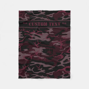 Dunkelrote Camouflage mit kundenspezifischem Text Fleecedecke