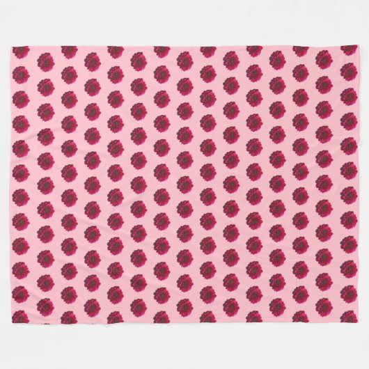 Dunkelrote Dahlia-Blume Nahtloses Muster auf Fleecedecke (Vorderseite (Horizontal))