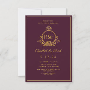 Dunkelrote elegante goldene Kalligrafie Hochzeit