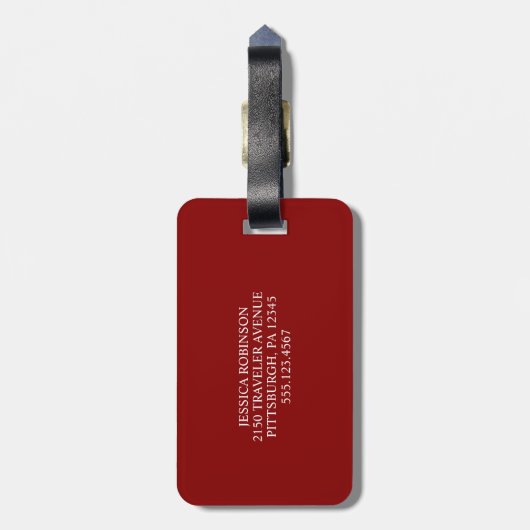 Dunkelrote Farbe Gepäckanhänger (Rückseite vertikal)