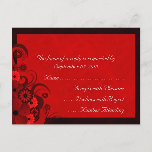 Dunkelrote, florale Gothic Elegante UAWG Response  Einladungspostkarte (Rückseite)