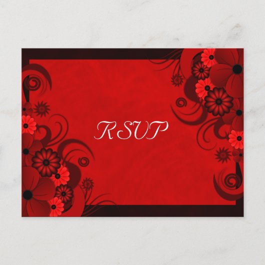 Dunkelrote, florale Gothic Elegante UAWG Response Einladungspostkarte (Vorderseite)