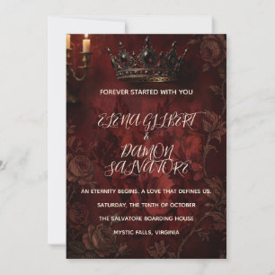 Dunkelrote goldene Kronen-Gotische Hochzeitseinlad Einladung
