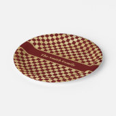 Dunkelrote Goldkarton Pappteller (Schrägansicht)