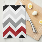 Dunkelrote graue Schwarz-weiße Zickzack Küchentuch (Viertel Falte)