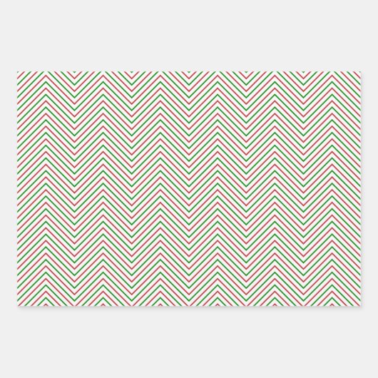Dunkelrote, grüne und weiße Zickzack Linie Geschenkpapier Set (Vorderseite 3)