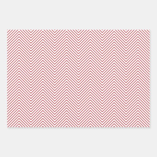 Dunkelrote, grüne und weiße Zickzack Linie Geschenkpapier Set (Vorderseite)