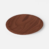 dunkelrote Holzstruktur Pappteller (Schrägansicht)
