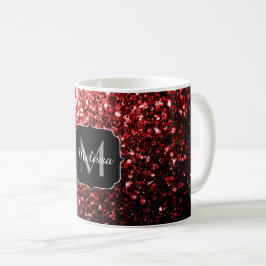 Dunkelrote Imitate Glitzer Glitzern Glamour Monogr Kaffeetasse