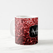 Dunkelrote Imitate Glitzer Glitzern Glamour Monogr Kaffeetasse (Vorderseite Links)