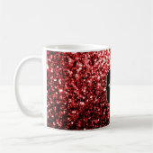 Dunkelrote Imitate Glitzer Glitzern Glamour Monogr Kaffeetasse (Links)