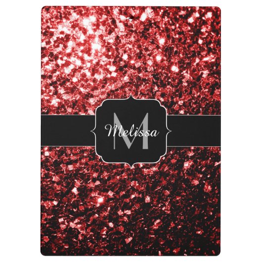 Dunkelrote Imitate Glitzer Glitzern Glamour Monogr Klemmbrett (Rückseite)