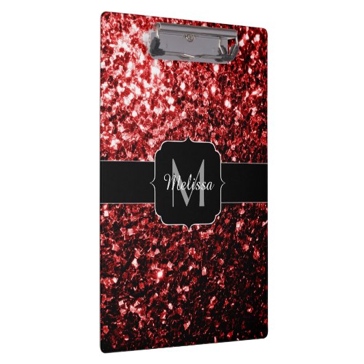 Dunkelrote Imitate Glitzer Glitzern Glamour Monogr Klemmbrett (Rechts)