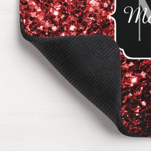 Dunkelrote Imitate Glitzer Glitzern Glamour Monogr Mousepad (Ecke)