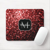 Dunkelrote Imitate Glitzer Glitzern Glamour Monogr Mousepad (Mit Mouse)