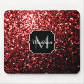 Dunkelrote Imitate Glitzer Glitzern Glamour Monogr Mousepad (Vorne)