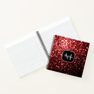 Dunkelrote Imitate Glitzer Glitzern Glamour Monogr Notizblock