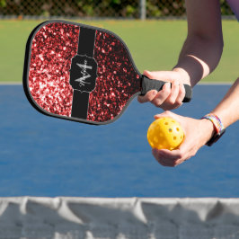 Dunkelrote Imitate Glitzer Glitzern Glamour Monogr Pickleball Schläger