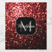 Dunkelrote Imitate Glitzer Glitzern Glamour Monogr Weinetikett (Einzelnes Label)