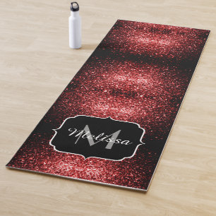 Dunkelrote Imitate Glitzer Glitzern Glamour Monogr Yogamatte