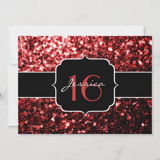 Dunkelrote Imitate Glitzer Glitzern Glamour Sweet  Einladung (Vorderseite)
