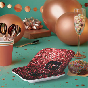 Dunkelrote Imitate Glitzer Glitzern Glamour Sweet Pappteller