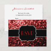 Dunkelrote Imitate Glitzer Glitzern Glamour Sweet RSVP Karte (Vorne/Hinten)
