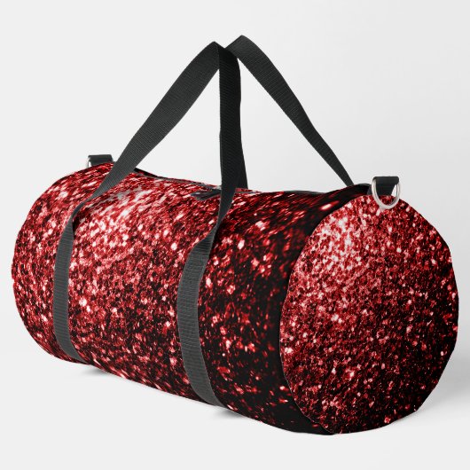 Dunkelrote Imitate Glitzern Glitzer Bling Duffle Bag (Linke Ecke)