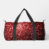 Dunkelrote Imitate Glitzern Glitzer Bling Duffle Bag (Vorderseite)