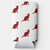 Dunkelrote Katze auf weiß Selters Dosenkühler (Rückseite)