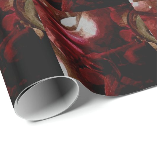 dunkelrote Kerzenleuchte Geschenkpapier (Rolleneckpunkt)