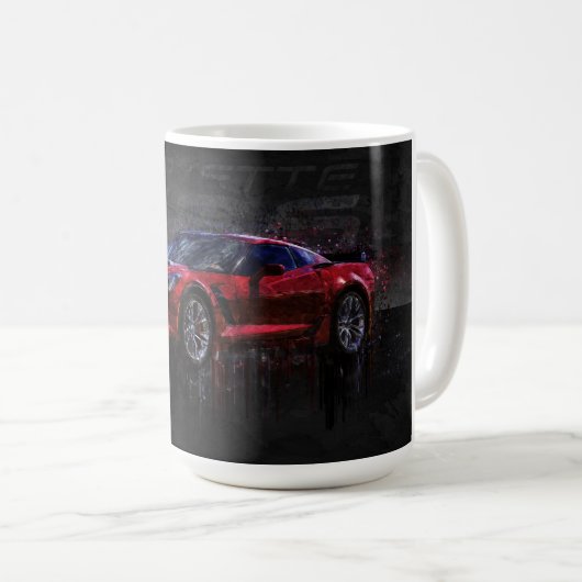Dunkelrote Korvette Z06 Kaffeetasse (VorderseiteRechts)