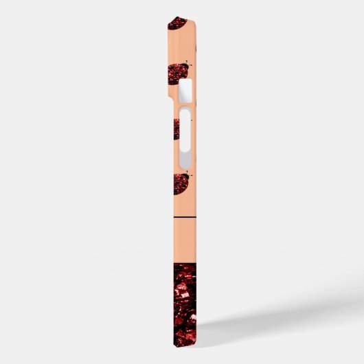 Dunkelrote Ladybug-Glitzer-Glitzern pfirsichzeichn Case-Mate iPhone Hülle (Rückseite / Links)