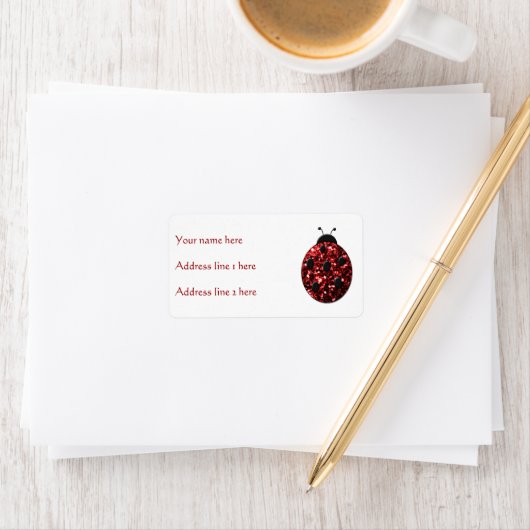 Dunkelrote Ladybug-Imitate Glitzer Glitzern Adressaufkleber (Insitu)