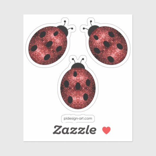 Dunkelrote Ladybug-Imitate Glitzer Glitzern Aufkleber (Blatt)