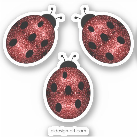Dunkelrote Ladybug-Imitate Glitzer Glitzern Aufkleber (Vorderseite)