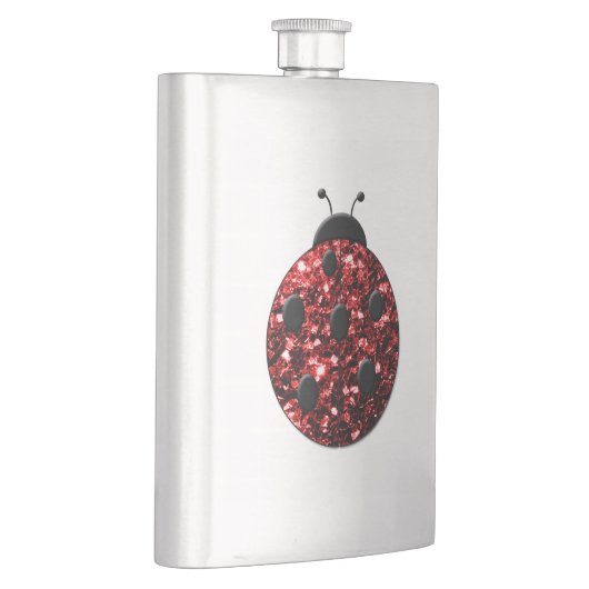 Dunkelrote Ladybug-Imitate Glitzer Glitzern Flachmann (Rechts)