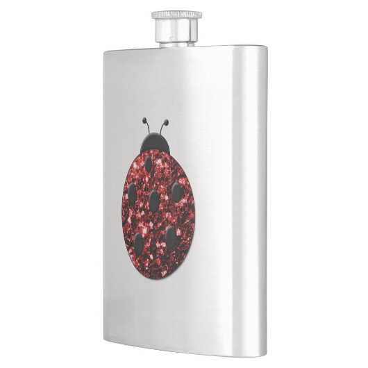 Dunkelrote Ladybug-Imitate Glitzer Glitzern Flachmann (Links)