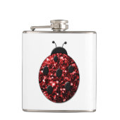 Dunkelrote Ladybug-Imitate Glitzer Glitzern Flachmann (Vorderseite)