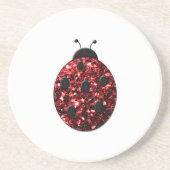 Dunkelrote Ladybug-Imitate Glitzer Glitzern Getränkeuntersetzer (Vorne)