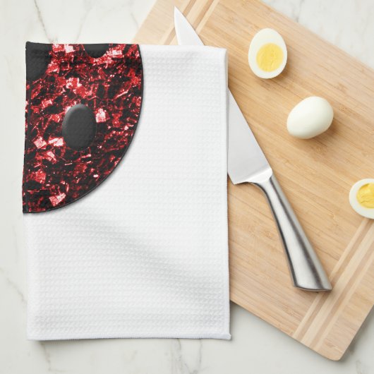 Dunkelrote Ladybug-Imitate Glitzer Glitzern Handtuch (Viertel Falte)
