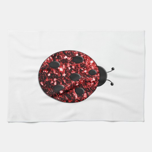 Dunkelrote Ladybug-Imitate Glitzer Glitzern Handtuch (Horizontal)