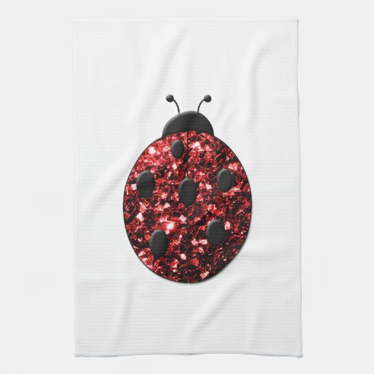 Dunkelrote Ladybug-Imitate Glitzer Glitzern Handtuch (Vertikal)