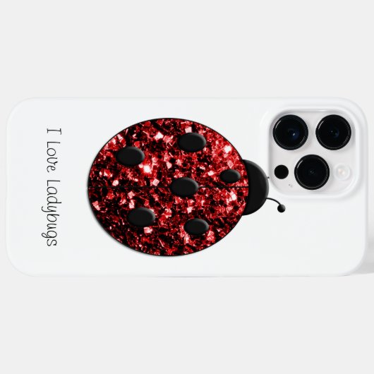 Dunkelrote Ladybug-Imitate Glitzer Glitzern Ihr Te Case-Mate iPhone Hülle (Rückseite (Horizontal))