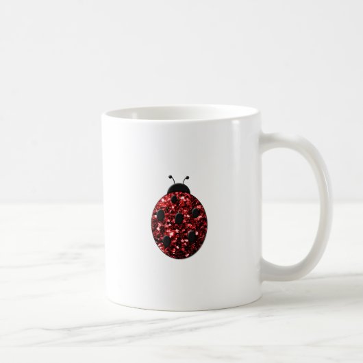 Dunkelrote Ladybug-Imitate Glitzer Glitzern Kaffeetasse (Rechts)