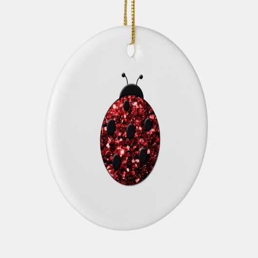 Dunkelrote Ladybug-Imitate Glitzer Glitzern Keramik Ornament (Rechts)