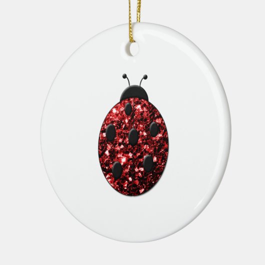Dunkelrote Ladybug-Imitate Glitzer Glitzern Keramik Ornament (Links)