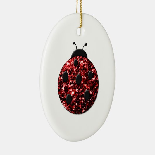 Dunkelrote Ladybug-Imitate Glitzer Glitzern Keramikornament (Rechts)